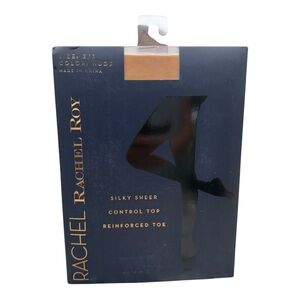 RACHEL Rachel Roy Silky Sheer Control Top Pantyhose Nude Size E/F Reinforced Toe